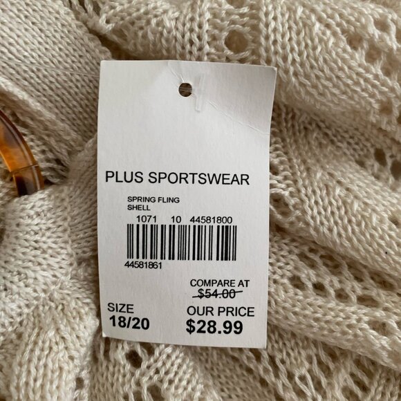 C EST. 1946 Beige Crochet Acrylic Boho Duster Size 18/20 Open Front NWT - Picture 6 of 10